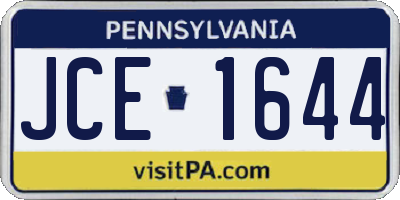 PA license plate JCE1644