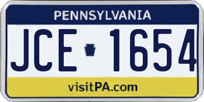 PA license plate JCE1654
