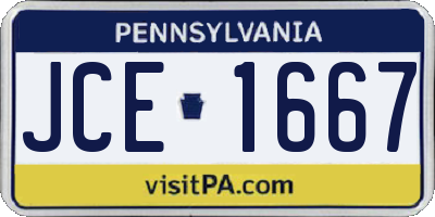 PA license plate JCE1667