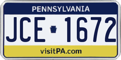 PA license plate JCE1672