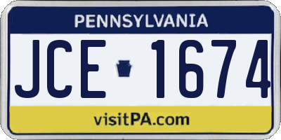 PA license plate JCE1674