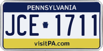 PA license plate JCE1711