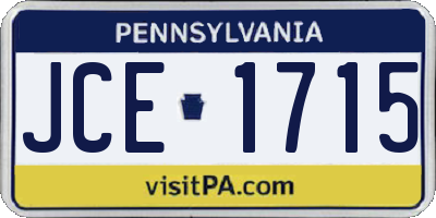 PA license plate JCE1715