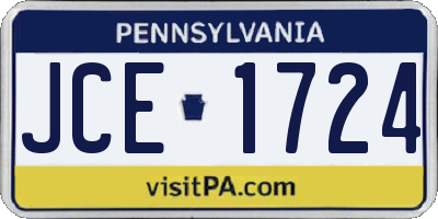 PA license plate JCE1724