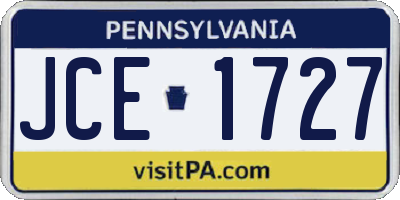PA license plate JCE1727