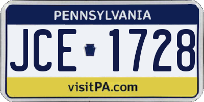PA license plate JCE1728