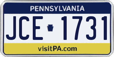PA license plate JCE1731