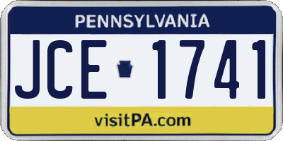 PA license plate JCE1741