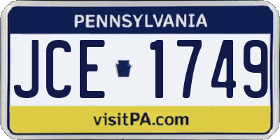 PA license plate JCE1749