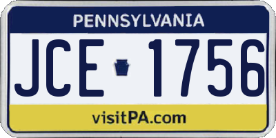PA license plate JCE1756