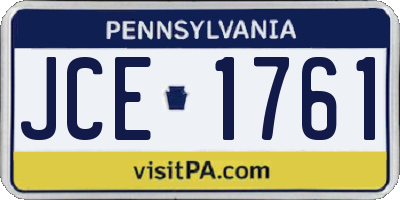 PA license plate JCE1761