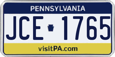 PA license plate JCE1765