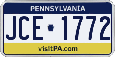 PA license plate JCE1772