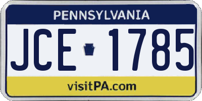 PA license plate JCE1785