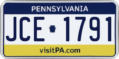 PA license plate JCE1791