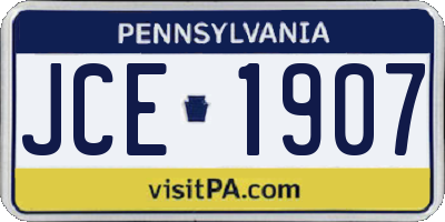 PA license plate JCE1907