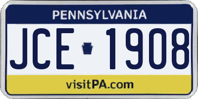 PA license plate JCE1908