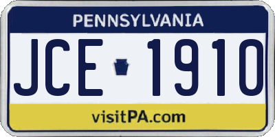 PA license plate JCE1910