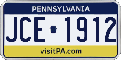 PA license plate JCE1912