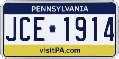 PA license plate JCE1914