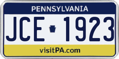 PA license plate JCE1923