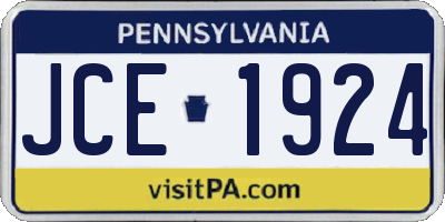 PA license plate JCE1924