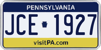 PA license plate JCE1927