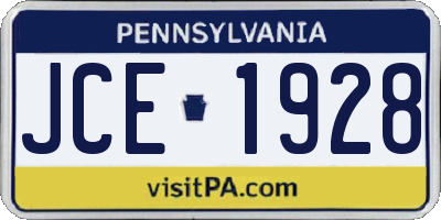 PA license plate JCE1928