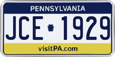 PA license plate JCE1929