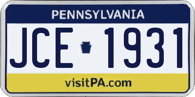 PA license plate JCE1931