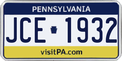 PA license plate JCE1932