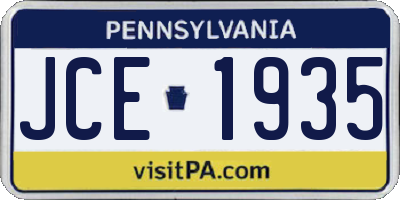 PA license plate JCE1935