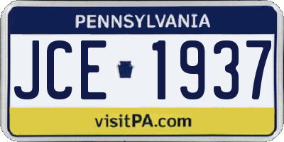 PA license plate JCE1937
