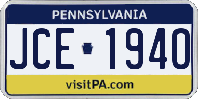 PA license plate JCE1940