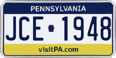PA license plate JCE1948