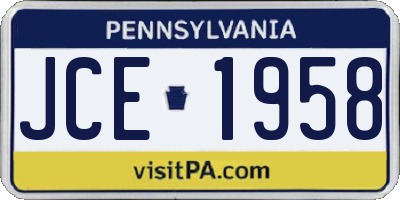 PA license plate JCE1958