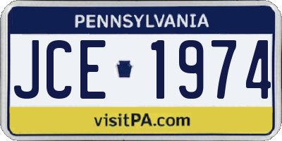PA license plate JCE1974