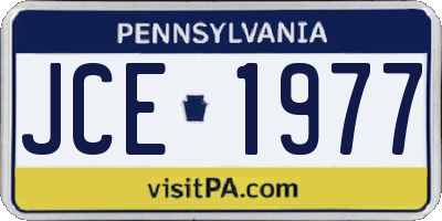 PA license plate JCE1977