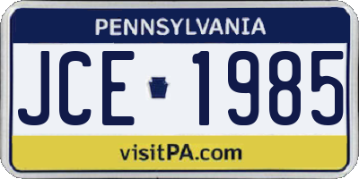 PA license plate JCE1985