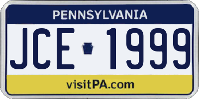 PA license plate JCE1999