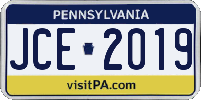 PA license plate JCE2019