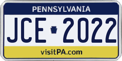 PA license plate JCE2022