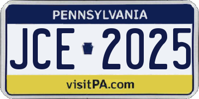 PA license plate JCE2025
