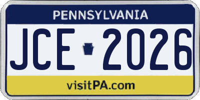 PA license plate JCE2026