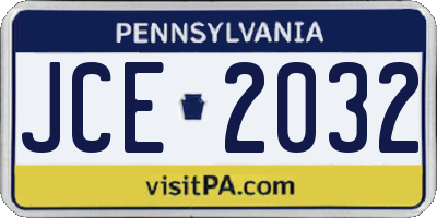 PA license plate JCE2032
