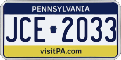 PA license plate JCE2033