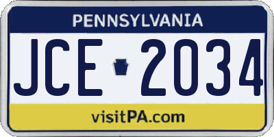 PA license plate JCE2034