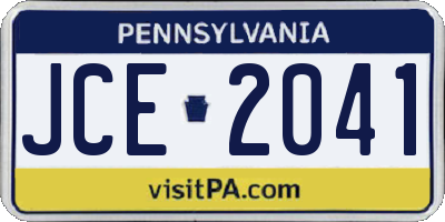 PA license plate JCE2041