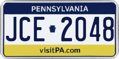 PA license plate JCE2048
