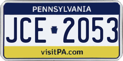 PA license plate JCE2053